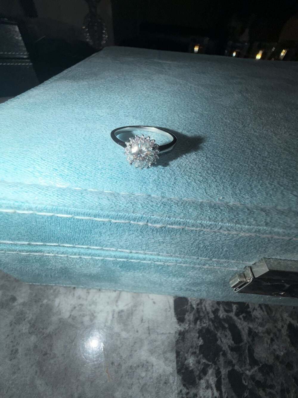 1.00 Carat Round Cut Moissanite Halo Ring with GRA Certification size 9